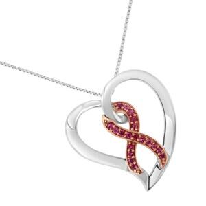 Haus of Brilliance 14KT Rose Gold Sterling Heart Necklace Lab Pink Sapphires